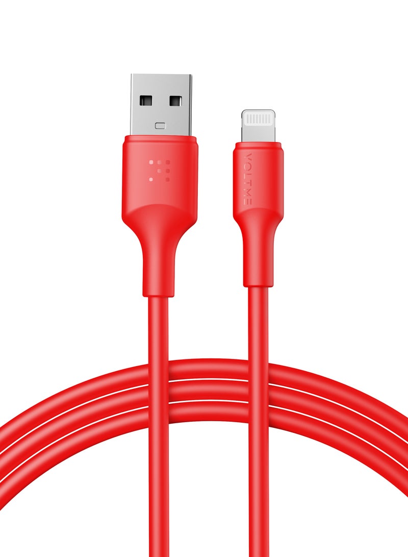 VOLTME iPhone Charger Cable (2m) 2.4A, Lightning Cable for Fast Charging and High-Speed Data Transfer, USB Cable Compatible with iPhone 14/14 Pro/14 Plus/14 Pro Max, 13/12/11/10/9/8/7 Plus, iPad, AirPods - Red - Image 1